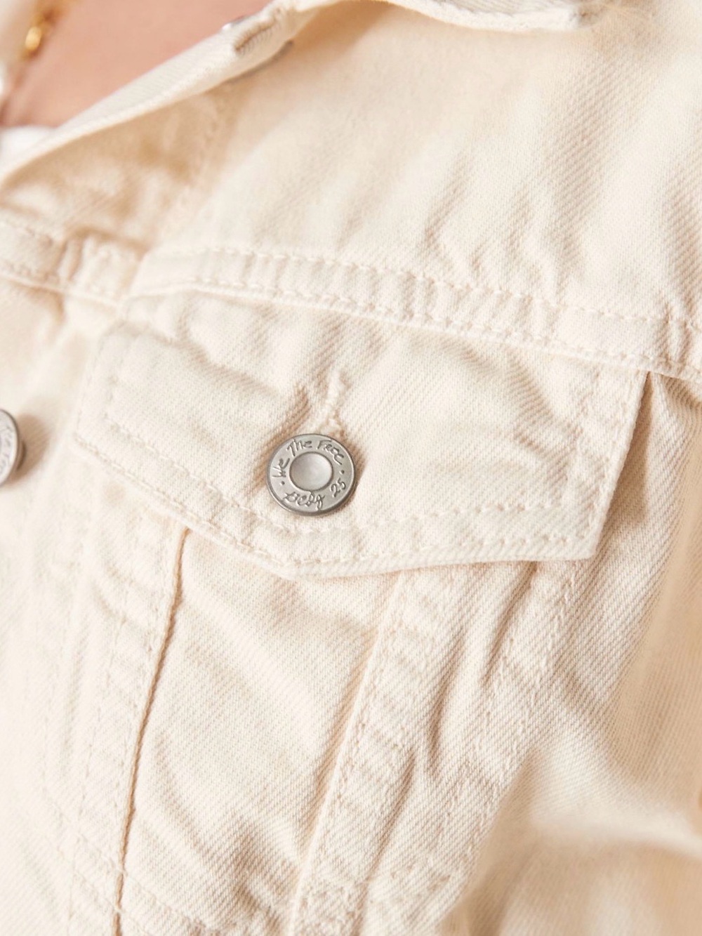 Free People Rumors denim jacket in ecru, size S - Picture 2 of 9